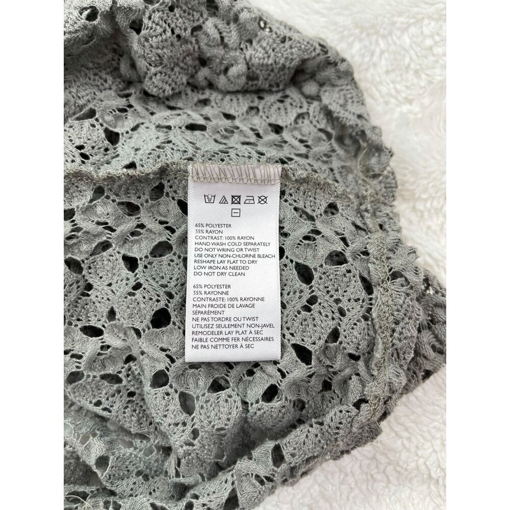Staring at Stars Urban Outfitters Crochet Top Small Gray Sheer Half Sleeve - Picture 5 of 9